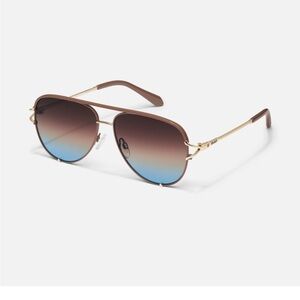 Quay Australia high key twist Gold, blue and Brown Gradient Sunglasses